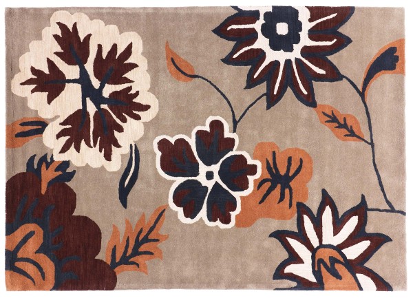 Short pile carpet Flowers 200x300 Gray Floral Hand Tufted Modern