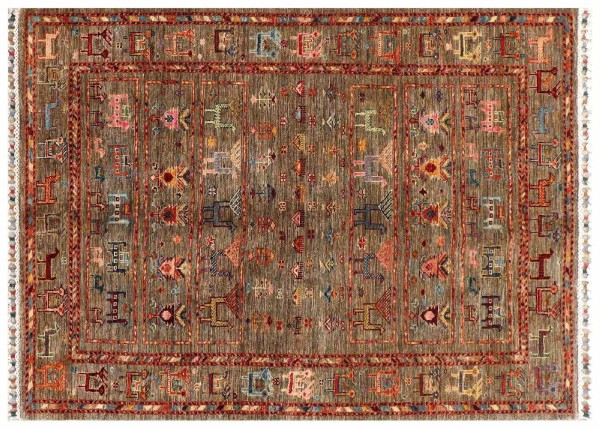 Afghan Ziegler Khorjin Ariana Rug 120x180 Hand Knotted Brown Striped Orient