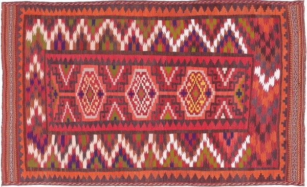 Afghan Kelim Soumakh Ghalmuri Teppich 150x250 Handgewebt Rot Geometrisch Handarbeit