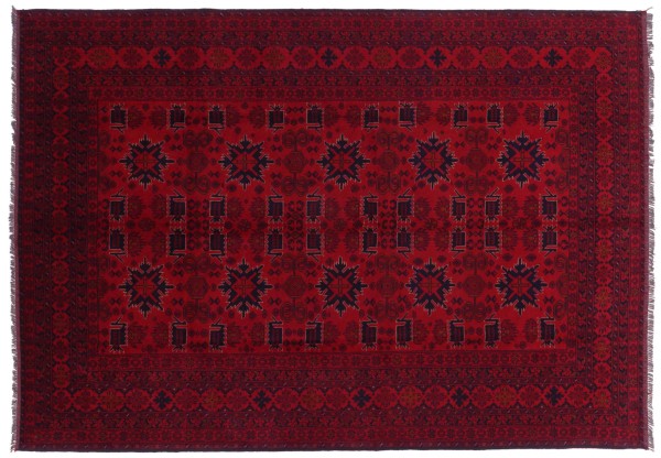 Afghan Teppich Khal Mohammadi 200x300 Handgeknüpft Braun Geometrisch Orientalisch