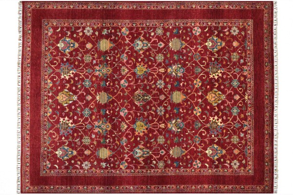 Afghan Ziegler Sozani Teppich 250x300 Handgeknüpft Quadratisch Rot Floral Orient