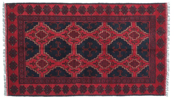 Afghan Khal Mohammadi Rug 80x120 Hand Knotted Brown Geometric Orient Short Pile