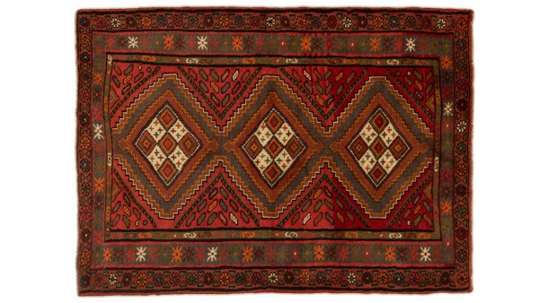 Perser Hamadan 100x140 Handgeknüpft Teppich Mehrfarbig Geometrisch Muster