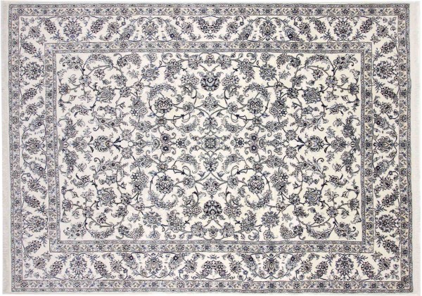 Persian carpet Nain Kashmar 240x340 Hand-knotted White Floral Oriental UNIKAT