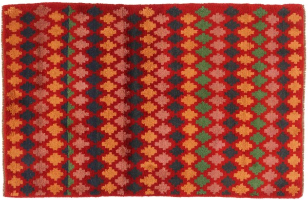 Gabbeh carpet 120x190 hand-knotted red stripes oriental UNIKAT short pile