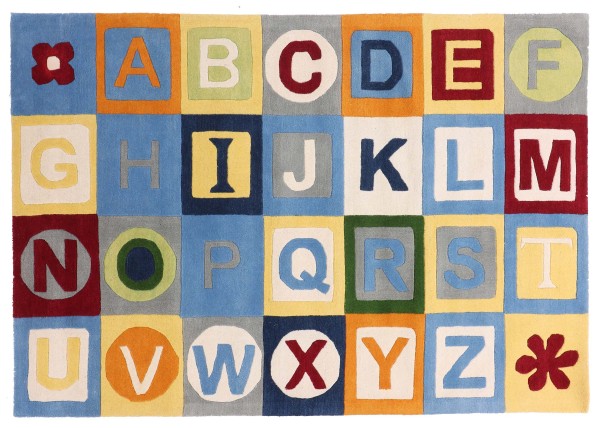 Wool Children's Rug Letters 170x240 Multicolored Hand Tufted Modern