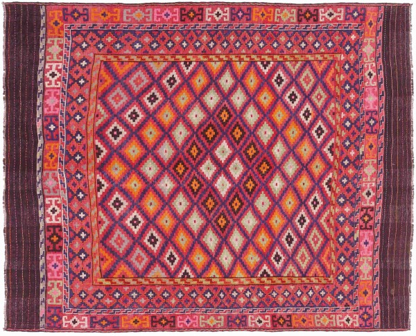 Afghan Kelim Soumakh Ghalmuri Teppich 170x210 Handgewebt Rot Geometrisch Handarbeit