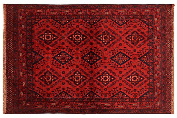 Afghan Khal Mohammadi Teppich 130x190 Handgeknüpft Braun Geometrisch Orient Kurzflor