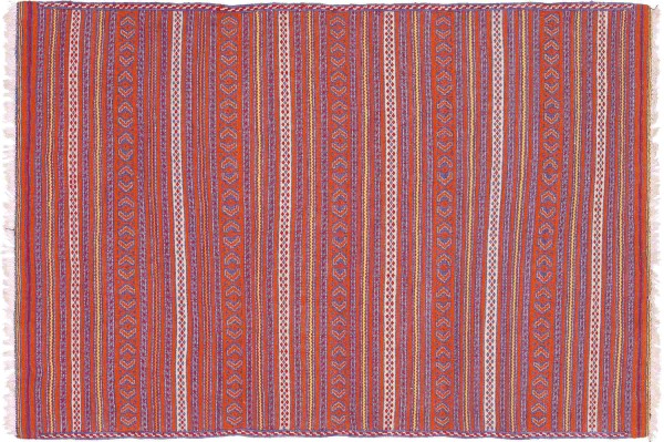 Afghan Kelim Soumakh Ghalmuri Teppich 100x150 Handgewebt Orange Geometrisch Handarbeit