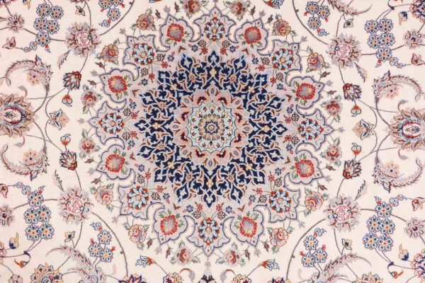 Perser Isfahan 250x350 Handgeknüpft Teppich Beige Orientalisch Kurzflor Orient