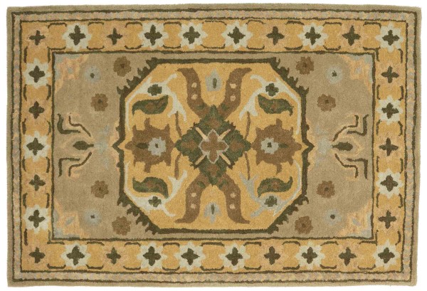 Wool rug Heriz 120x180 beige medallion handmade handtuft modern