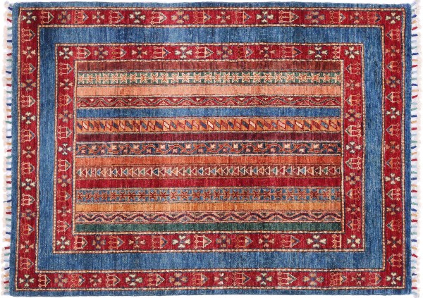 Afghan Khorjin Shaal Carpet 100x150 Hand Knotted Blue Stripe Orient a 