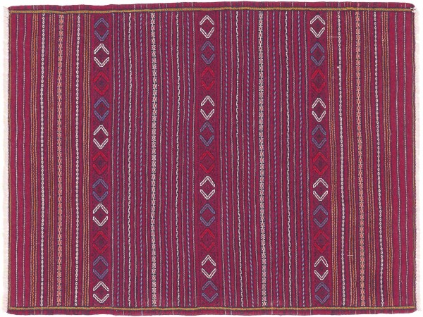 Afghan Kelim Soumakh Ghalmuri Teppich 100x130 Handgewebt Lila Geometrisch Handarbeit