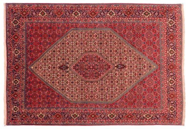 Persian Bidjar Rug 200x300 Hand Knotted Beige Geometric Pattern Orient Short Pile