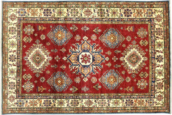 Afghan Kazak Fein 160x210 Handgeknüpft Orientteppich Rot Geometrisch Wolle