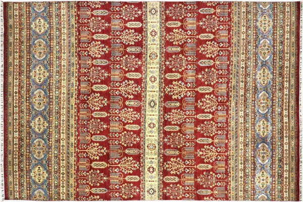 Afghan Ziegler Khorjin Rug 250x350 Hand-Knotted Colorful Floral Orient Short Pile