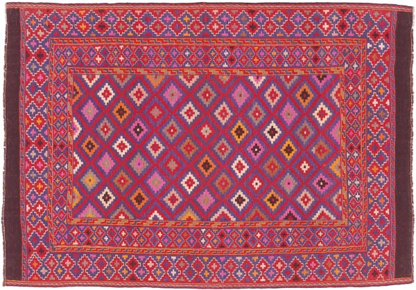 Afghan Kelim Soumakh Ghalmuri Carpet 160x230 Hand Woven Red Geometric 