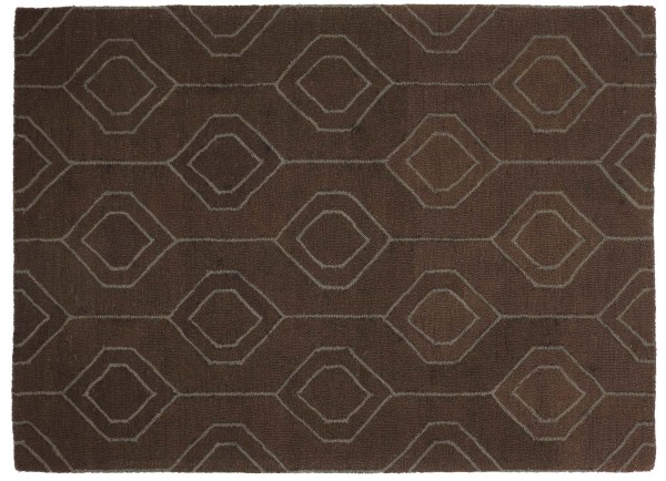 Teppich Handgefertigt 160x230 Braun Durchgemustert Handarbeit Handtuft Modern