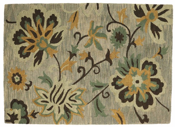 Handmade Wool Rug Flowers 160x230 Gray Floral Pattern Hand Tufted
