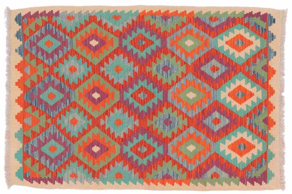Afghan Maimana Kelim Carpet 150x200 Hand Woven Colorful Geometric Handmade 35 