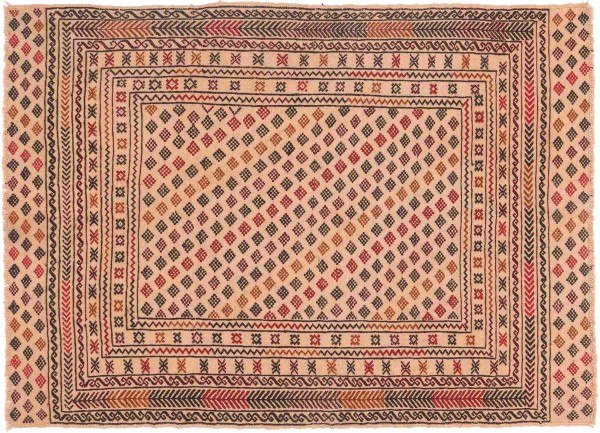 Afghan Kelim Gol Barjasta Carpet 120x180 Hand Woven Gold Geometric x 
