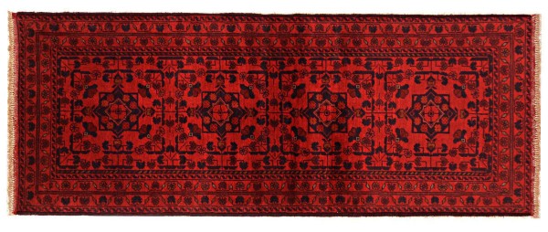 Afghan Khal Mohammadi Teppich 80x200 Handgeknüpft Läufer Braun Geometrisch Orient