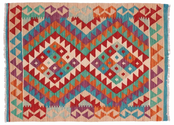Afghan Maimana Kilim Rug 80x120 Handwoven Colorful Geometric Handwork Woven