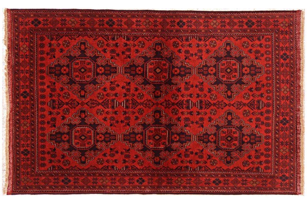Afghan Khal Mohammadi Rug 130x200 Hand Knotted Brown Geometric Orient Short Pile