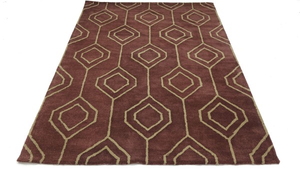 Teppich Handgefertigt 160x230 Braun Durchgemustert Handarbeit Handtuft Modern