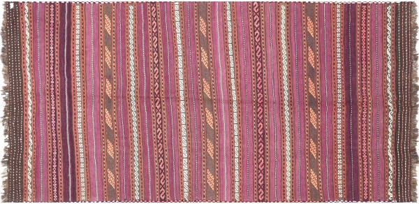 Afghan Kelim Soumakh Ghalmuri Carpet 90x140 Hand Woven Brown Stripe 