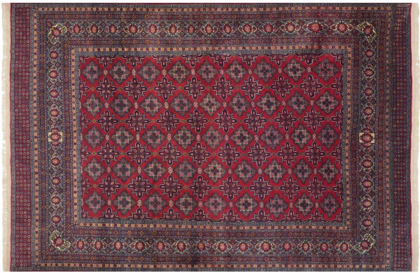 Afghan Mauri Teppich 200x250 Handgeknüpft Rot Geometrisch Orient Kurzflor Wohnzimmer