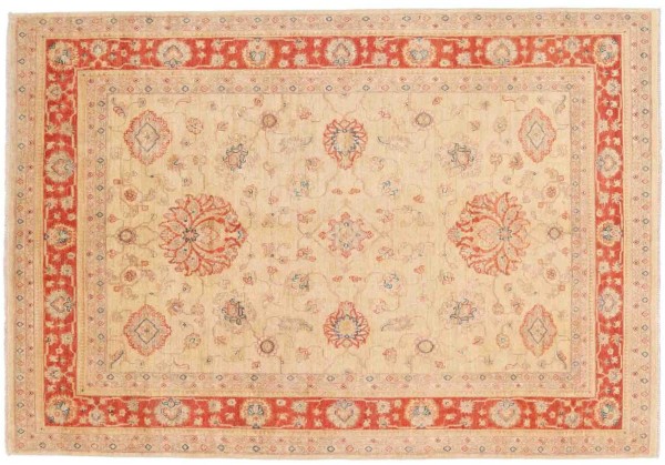 Feiner Ferahan Ziegler Teppich 170x240 Handgeknüpft Beige Geometrisch Orientalisch