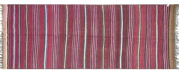 Afghan Taimani Kilim Rug 120x310 Handwoven Runner Brown Stripes Handwork Woven