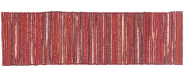 Afghan Kelim Soumakh Ghalmuri Teppich 80x300 Handgewebt Läufer Braun Streifen