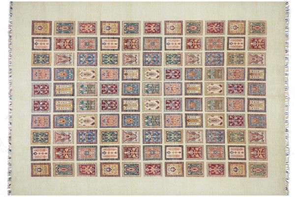 Afghan Ziegler Bakhtiar carpet 250x300 hand-knotted beige field pattern Orient short pile