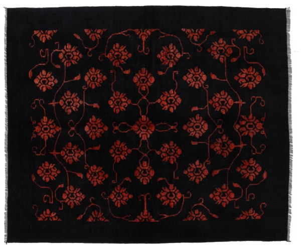 Modern Chobi Ziegler Rug 210x240 Hand-knotted Square Black Floral