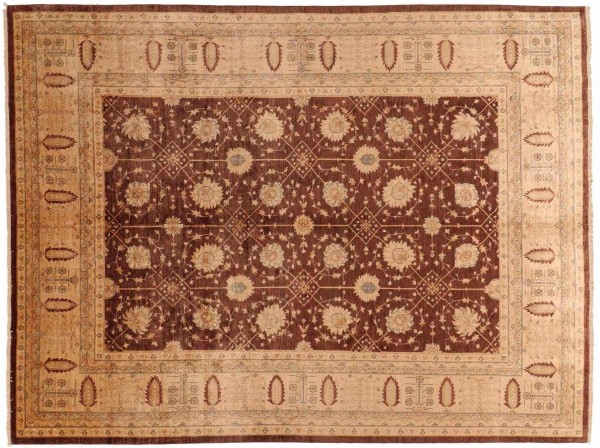 Afghan Chobi Ziegler Rug 300x400 Hand-Knotted Brown Oriental Orient Short Pile