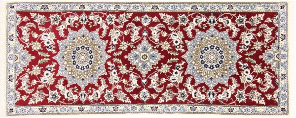 Persian carpet Nain 9LA 80x200 hand-knotted runner red medallion oriental UNIKAT