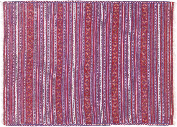 Afghan Kilim Soumakh Ghalmuri Rug 100x140 Handwoven Purple Geometric Handmade