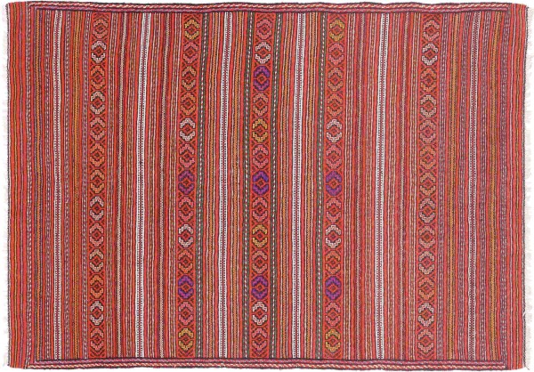 Afghan Kilim Soumakh Ghalmuri Rug 100x140 Handwoven Brown Geometric Handmade