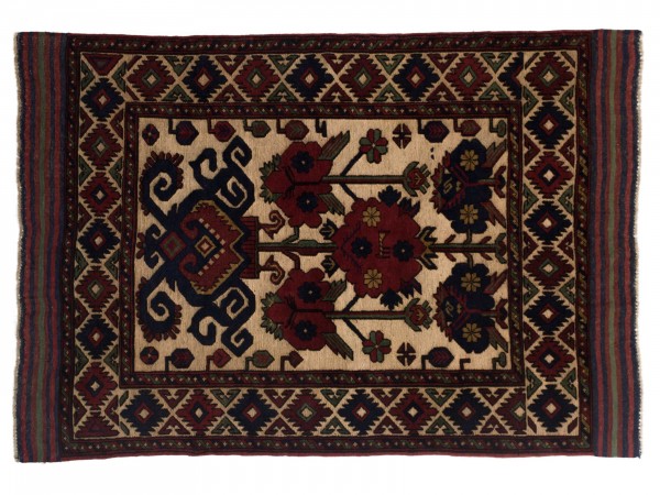 Afghan Gol Barjasta 120x180 Handgewebt Teppich Mehrfarbig Blumenmuster