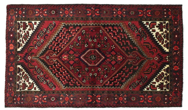 Perser Hamedan Teppich 150x200 Handgeknüpft Rot Spiegelmuster Orient Kurzflor