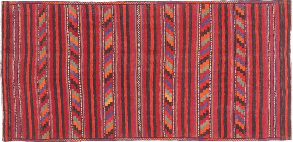 Afghan Kilim Soumakh Ghalmuri Rug 150x310 Handwoven Red Stripes Handwoven