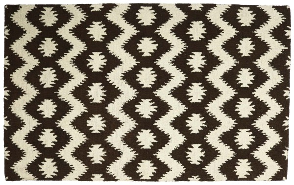 Handgefertigter Teppich 100x150 Braun Durchgemustert Handarbeit Handtuft Modern