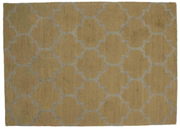 Handmade wool carpet 160x230 beige ornaments handmade handtuft modern