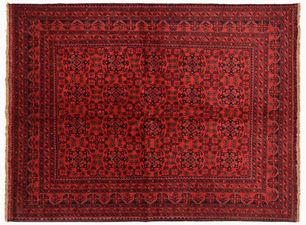 Afghan Khal Mohammadi Rug 180x230 Hand Knotted Brown Geometric Orient Short Pile