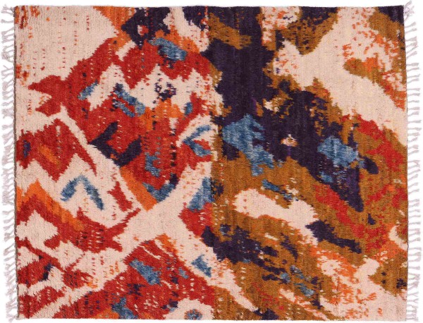 Afghan Berber Maroccan Design Carpet 150x200 Hand Knotted Orange Modern Orient