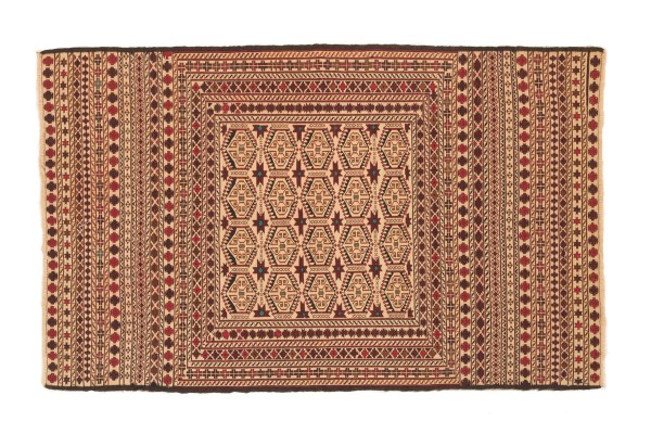 Afghan Mushwani Kelim 120x200 Handgewebt Teppich Mehrfarbig Geometrisch Muster