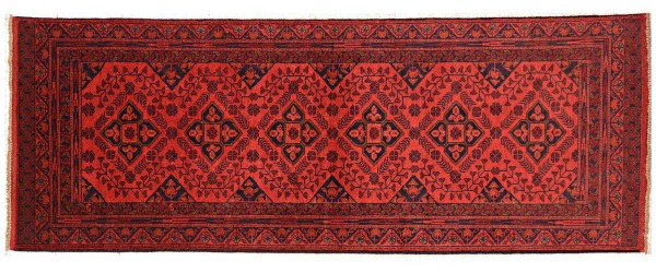 Afghan Khal Mohammadi Teppich 80x300 Handgeknüpft Läufer Braun Geometrisch Orient