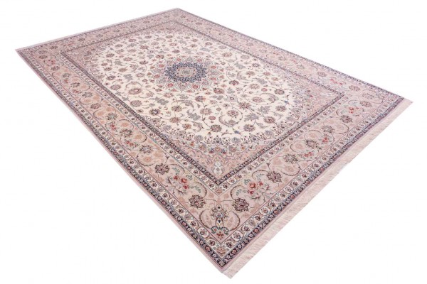 Perser Isfahan 250x350 Handgeknüpft Teppich Beige Orientalisch Kurzflor Orient